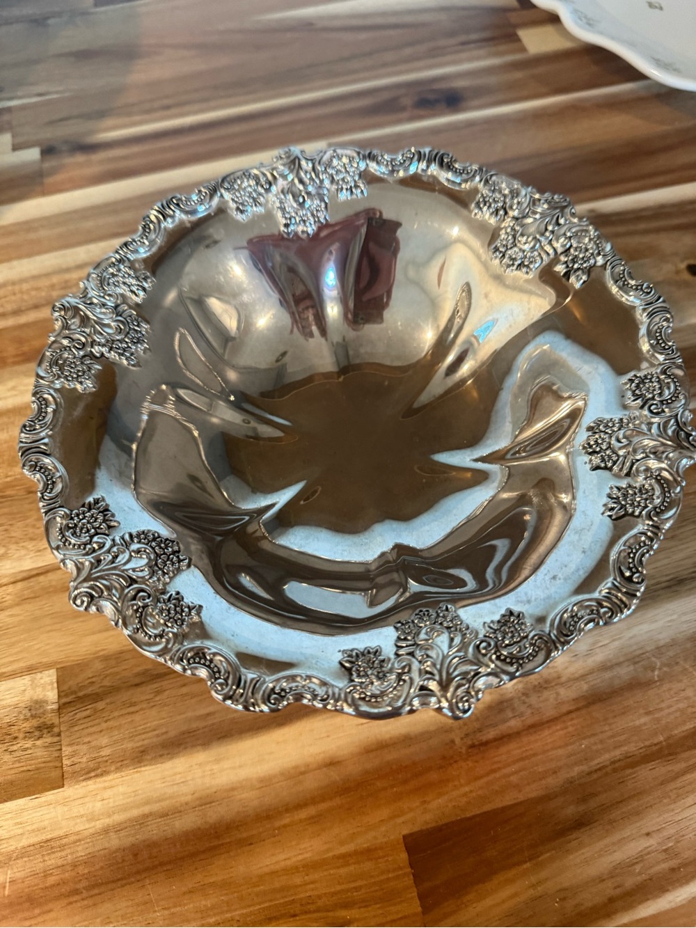 Ornate Sterling Silver Decorative Serving Bowl - Elegant Home Dining